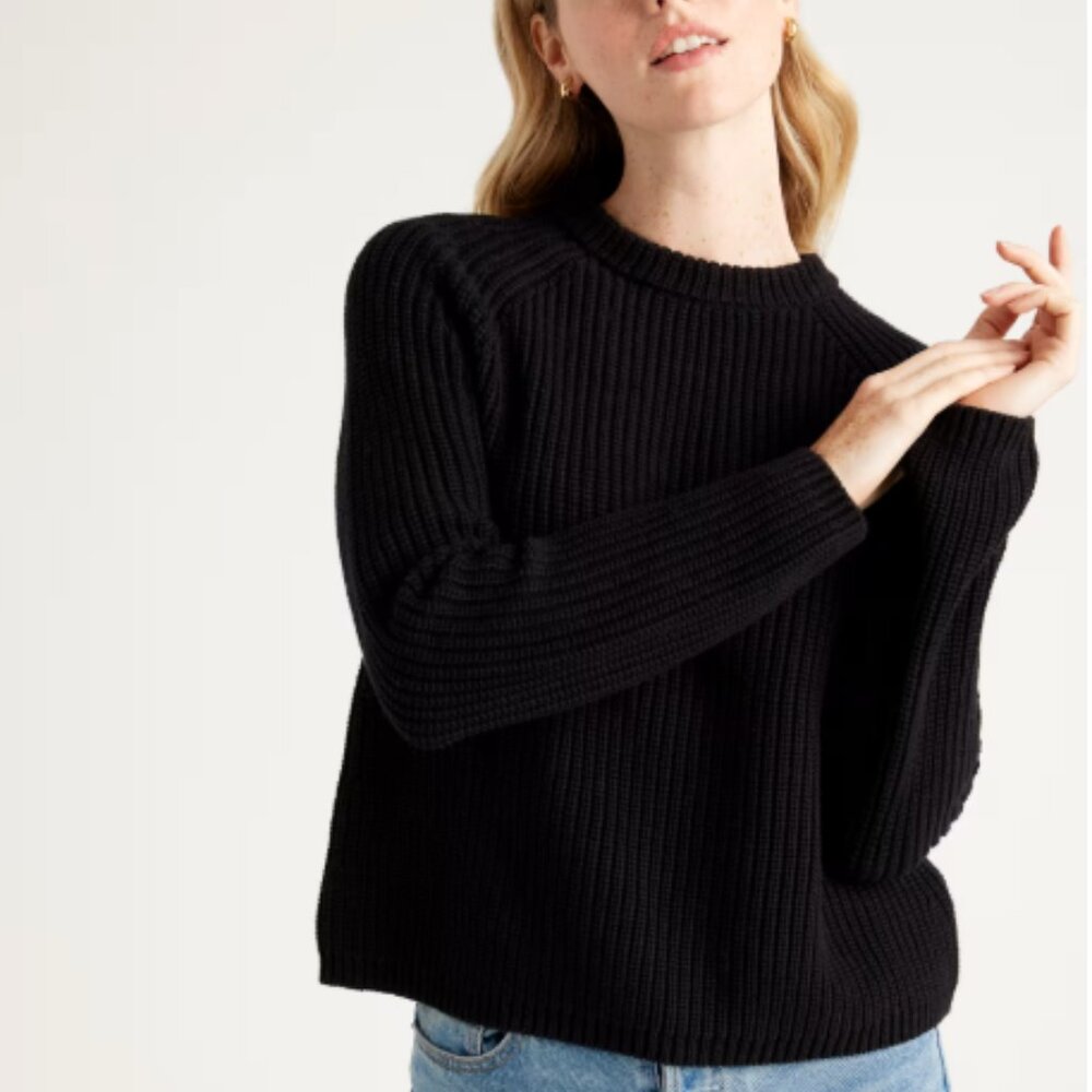 Quince -100% Organic Cotton Fisherman Crew Sweater, Size M